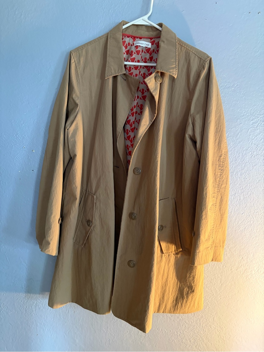 Coldwater Creek‎ Tan Women's Trench Coat with Patterned Lining
